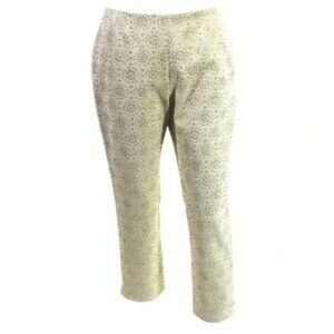 CELINE Women's Pants Gold Metallic Embossed High Waist Straight Leg Trouser 6